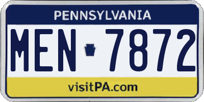 PA license plate MEN7872