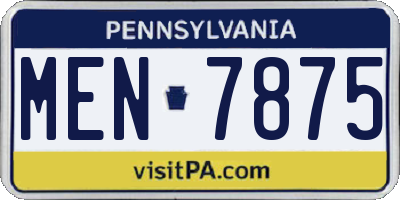 PA license plate MEN7875