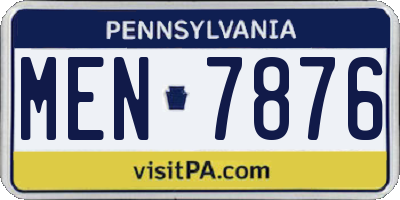 PA license plate MEN7876
