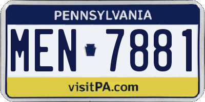 PA license plate MEN7881
