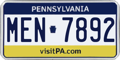 PA license plate MEN7892