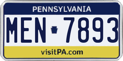 PA license plate MEN7893