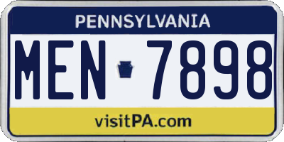 PA license plate MEN7898