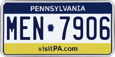 PA license plate MEN7906