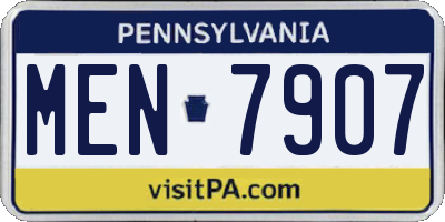 PA license plate MEN7907
