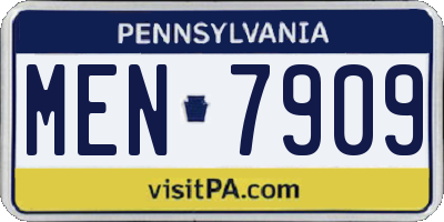 PA license plate MEN7909