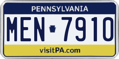 PA license plate MEN7910