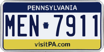 PA license plate MEN7911