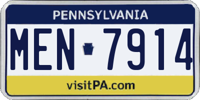 PA license plate MEN7914