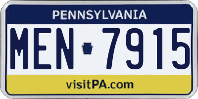 PA license plate MEN7915