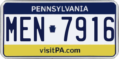 PA license plate MEN7916
