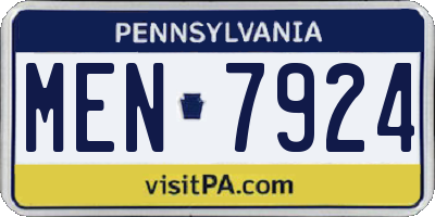PA license plate MEN7924