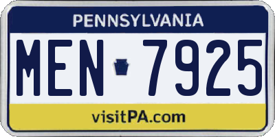 PA license plate MEN7925