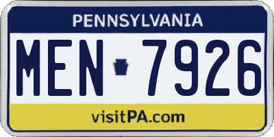 PA license plate MEN7926