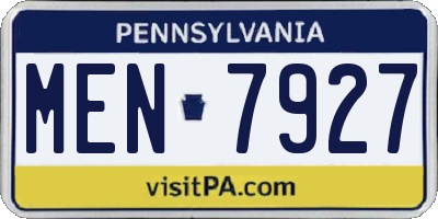 PA license plate MEN7927