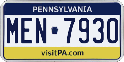 PA license plate MEN7930