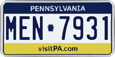 PA license plate MEN7931