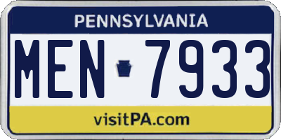 PA license plate MEN7933