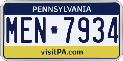 PA license plate MEN7934