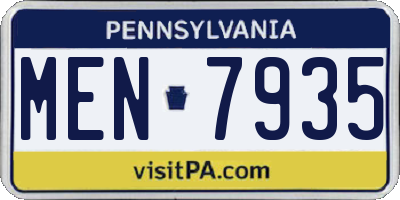 PA license plate MEN7935