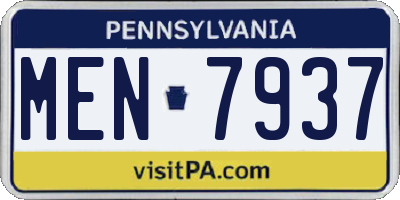 PA license plate MEN7937