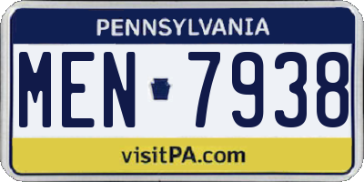 PA license plate MEN7938