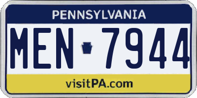 PA license plate MEN7944