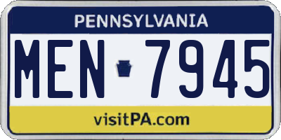 PA license plate MEN7945