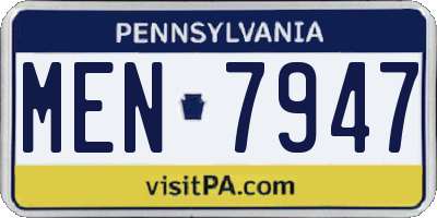 PA license plate MEN7947