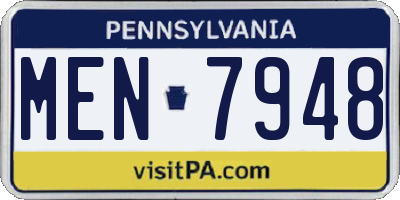 PA license plate MEN7948