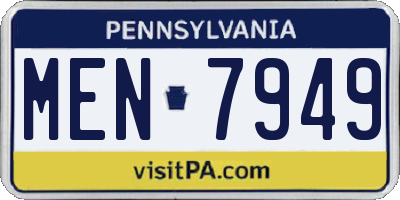 PA license plate MEN7949