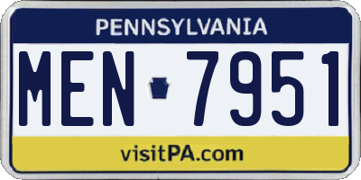 PA license plate MEN7951
