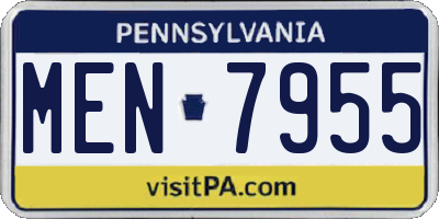 PA license plate MEN7955