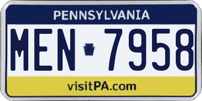 PA license plate MEN7958