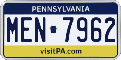 PA license plate MEN7962