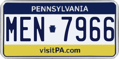 PA license plate MEN7966