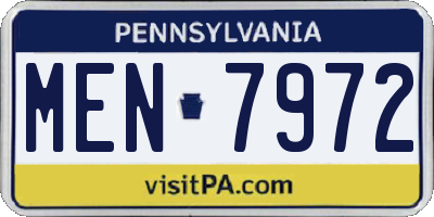PA license plate MEN7972