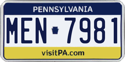 PA license plate MEN7981