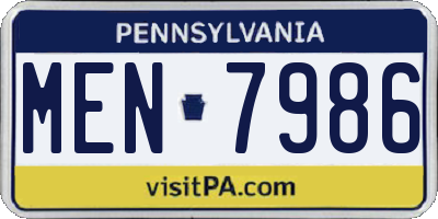PA license plate MEN7986