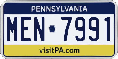 PA license plate MEN7991