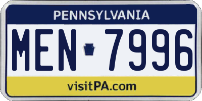 PA license plate MEN7996