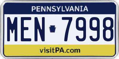 PA license plate MEN7998