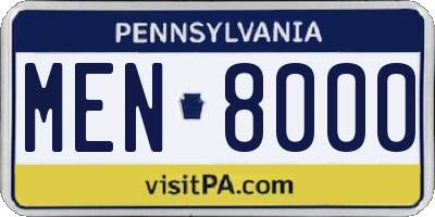 PA license plate MEN8000
