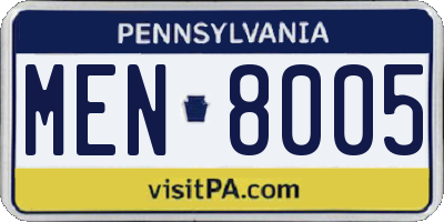 PA license plate MEN8005