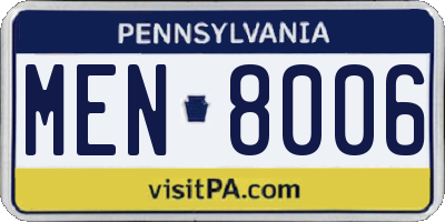 PA license plate MEN8006