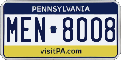 PA license plate MEN8008