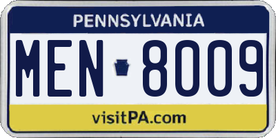 PA license plate MEN8009