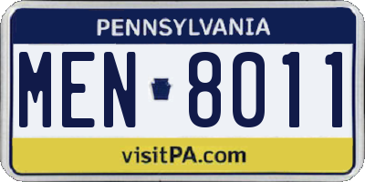 PA license plate MEN8011