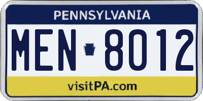 PA license plate MEN8012
