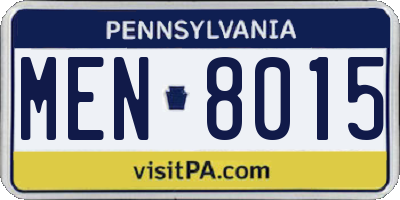 PA license plate MEN8015